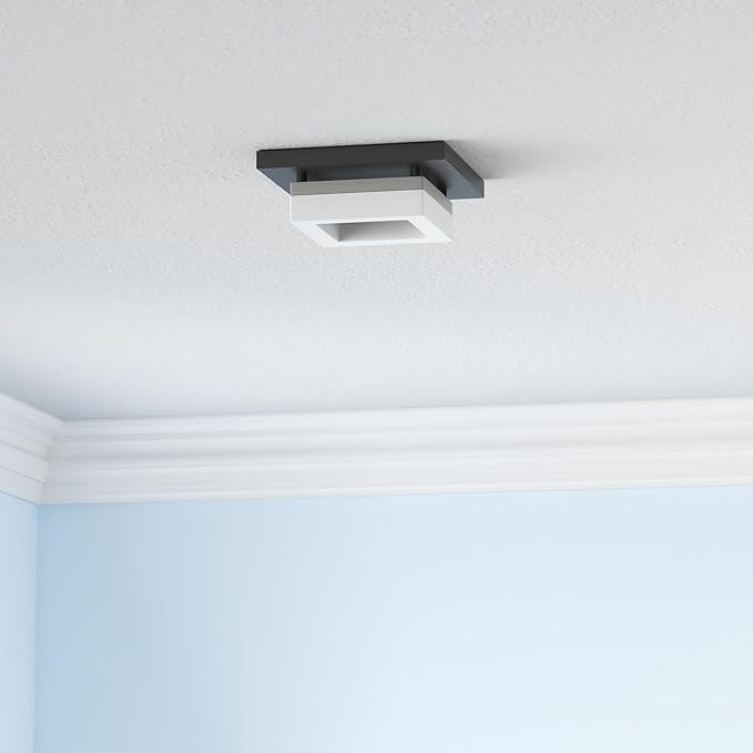 Sunco 8 Inch Square LED Flush Mount Black Ceiling Light Fixture 3000K/4000K/4500K/5000K/6500K Selectable CCT Switch, 1800LM High Brightness Damp Rated 2 Pack.