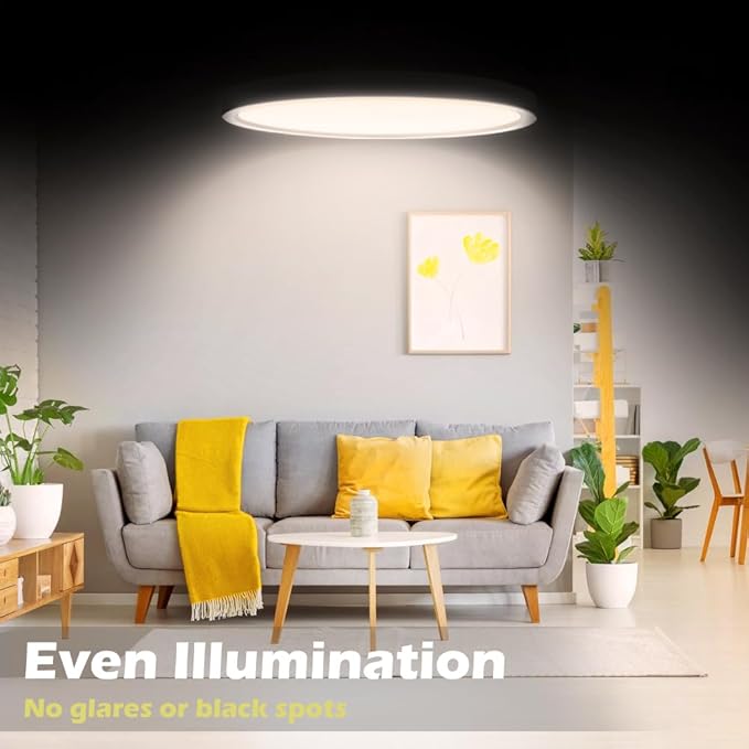 LED Flush Mount Ceiling Light Fixture, 8.9 Inch 18W, 4000K Daylight White, Black Flat Modern Round Lighting Fixtures, 1800LM, 180W Equivalent White Ceiling Lamp Lights for Kitchen, Stairwell, Bedroom