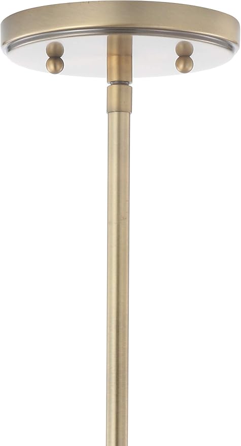 JONATHAN Y 7.2" Brass Gold Modern Schoolhouse LED Pendant Light Fixture, Adjustable Drop Metal Hanging Lamp with White Glass Shade for Kitchen Island, Dining Room, Foyer JYL3516A