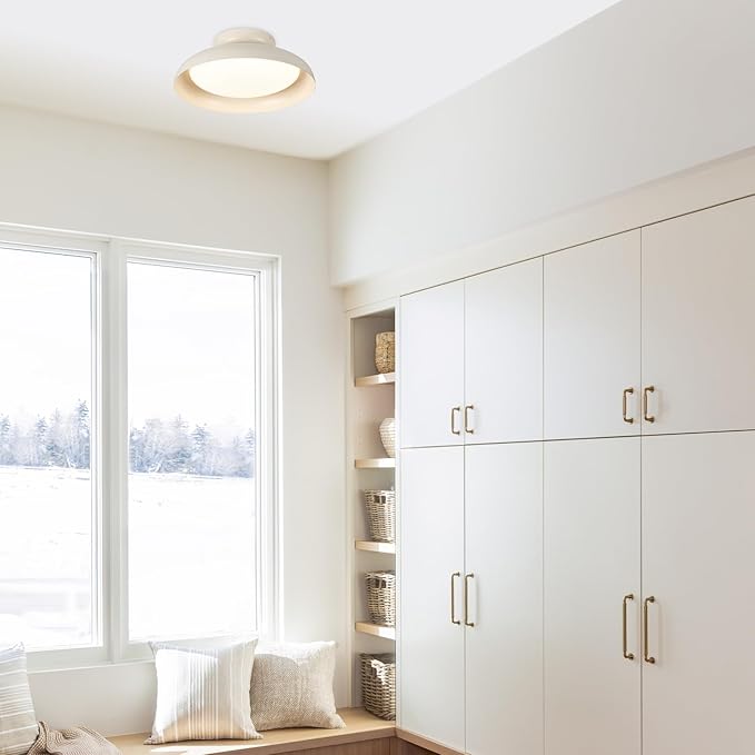 BISAMIYA Modern Dimmable LED Ceiling Light, 15.7 inch Semi Flush Mount Ceiling Light, Adjustable Angle Light Fixture, Brass Accent, for Bedroom, Kitchen, Laundry Room, 3000K/Warm White/22W