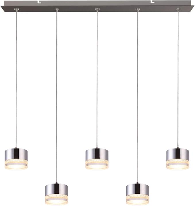 Jupiter 5 Mini Pendant Lighting Nickel - LED Hanging Light Fixture for Kitchen Island, Bar, Foyer - Cluster Pendants - Dimmable, Adjustable Wire, Lamp Bulb Included