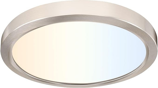 hykolity 9 Inch Selectable CCT LED Round Flat Panel Light, 18W 1800LM 3000K/4000K/5000K, Edge-Lit Flush Mount Ceiling Light Fixture for Kitchen, Bedroom, Laundry and Closet Room, Brush Nickel