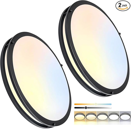 OOWOLF 16inch 48W LED Flush Mount Ceiling Light Fixture Dimmable, 5CCT Super Bright Brushed Nickel Ceiling Light 4800LM Warm/White 480W Equivalent, 3000K/ 3500K/ 4000K/ 5000K/ 6000K Ceiling Lamp