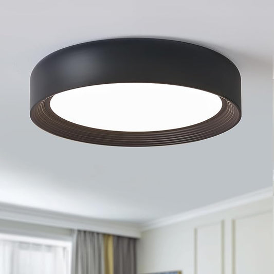 15.75 Inch Dimmable Black Flush Mount LED Ceiling Light,Modern Round Close to Ceiling Lighting for Living Room,Bedroom,Kitchen,Laundry Room