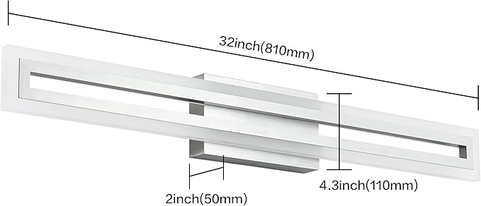 SOLFART Brushed Nickel Bathroom Vanity Light 32 Inch Bathroom Lighting Fixtures Over Mirror 6000K