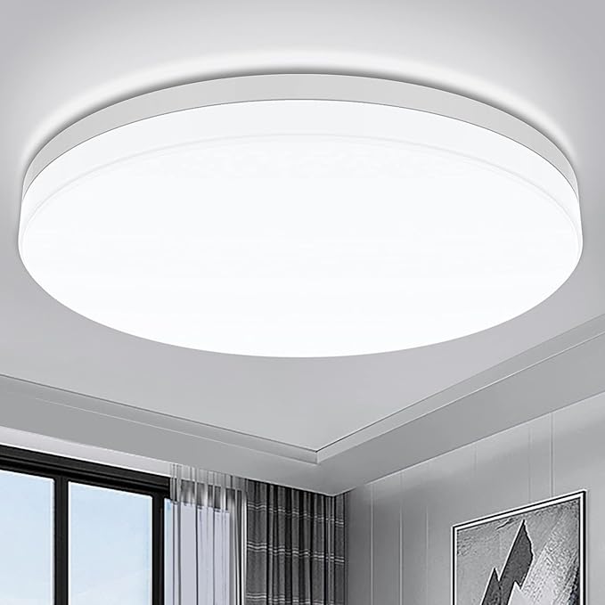 Airand LED Flush Mount Ceiling Light 5000K Daylight LED Ceiling Light Fixture 9.5 Inch 18W 1650LM Bathroom Ceiling Light Waterproof Round LED Ceiling Lamp for Kitchen, Bedroom, Hallway, Living Room