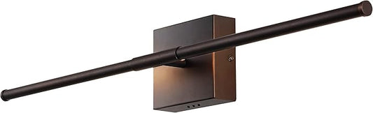 JONATHAN Y 28" Oil Rubbed Bronze Modern Dimmable Integrated LED Wall Sconce, Metal Vanity Light for Bathroom Mirror Bedroom Hallway, Sleek Hardwired Wall Lamp Fixture, 3000K (JYL7022D)