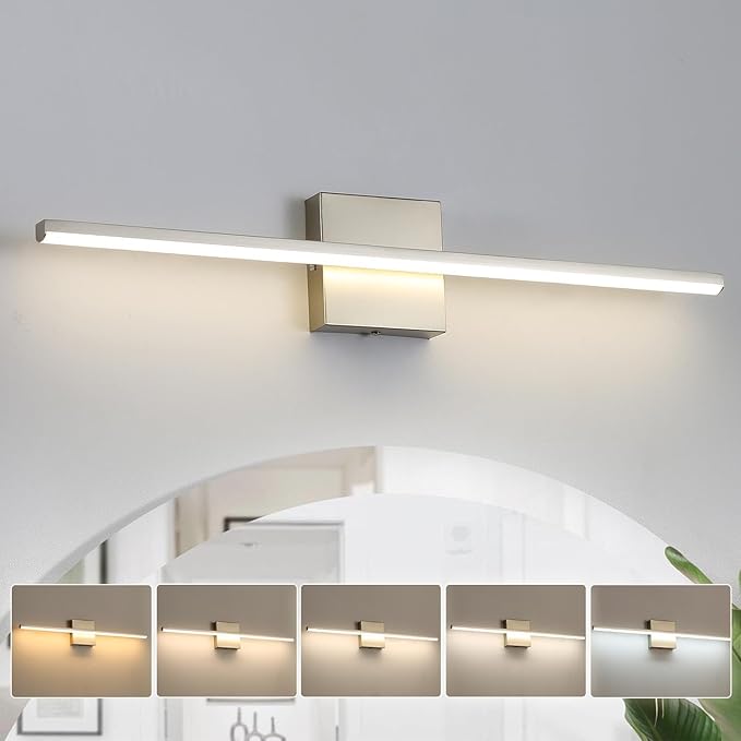 Modern Bathroom Vanity Light 24 Inch, 18W Brushed Nickel Bathroom Light Fixture Over Mirror, Dimmable 5CCT LED Wall Sconce Lighting for Restaurant