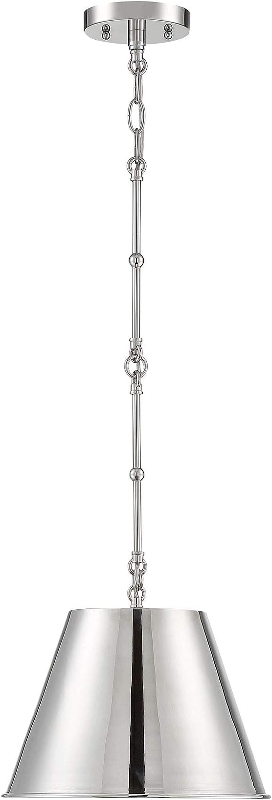 Savoy House 7-132-1-109 Alden Traditional Metal Pendant, 1-Light 60 Watt, 9" H x 12" W, Polished Nickel