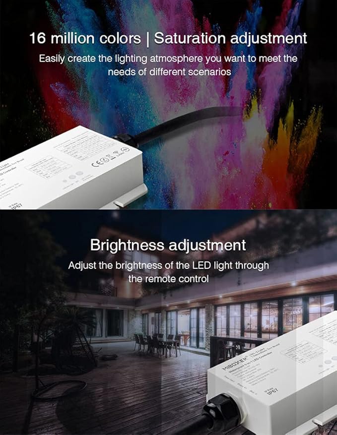 LGIDTECH LS2-WP LED Strip Lights 5 in 1 Controller,IP67 Waterproof,Compatible with Single Color,RGB,RGBW,WW+CW Dual White Temperature,RGB+CCT LED Strip Lights