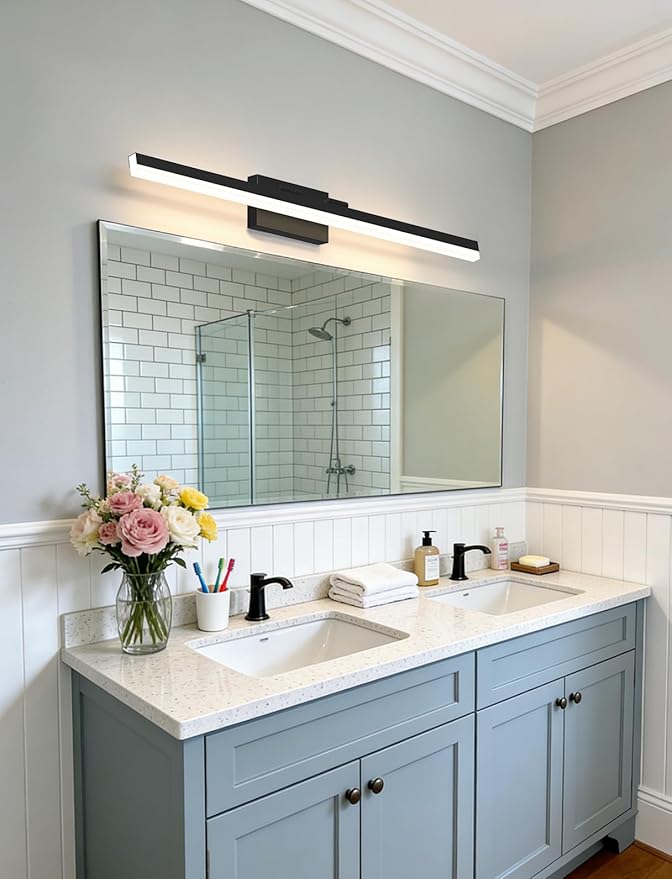 IZORRO Modern Bathroom Vanity Light 40 inch, Rotatable, 32W Dimmable Led Bathroom Light Fixture Over Mirror, Black Vanity Light Bar (Cool White 6000K)