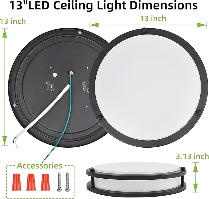 hykolity 13 inch Flush Mount LED Ceiling Light Fixture, 2700K/3000K/3500K/4000K/5000K Adjustable Ceiling Lights, Oil Rubbed Bronze Saturn Dimmable Lighting for Bathroom Kitchen, ETL Listed - 2 Pack
