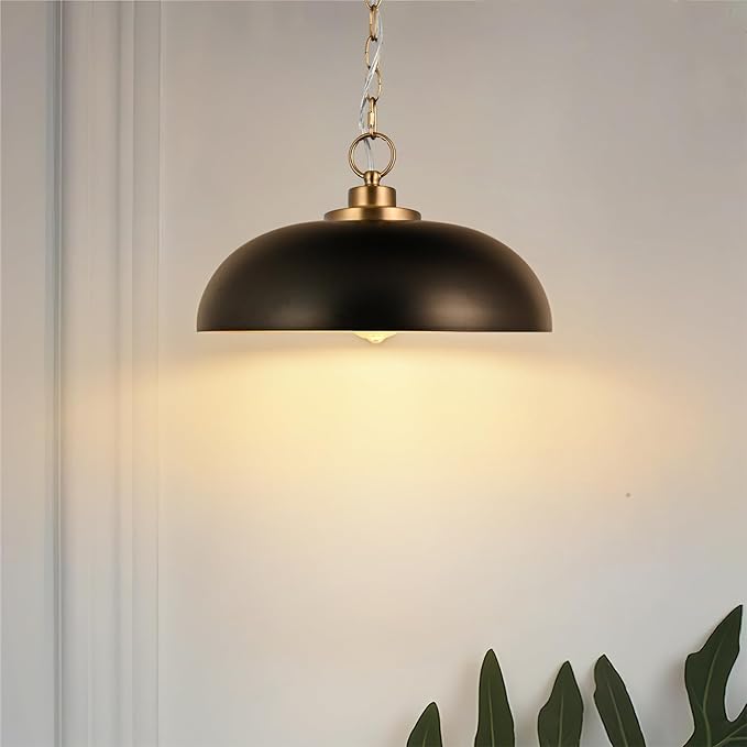 15.7" Pendant Light Fixtures, Farmhouse Pendant Lights Kitchen Island, Black Hanging Ceiling Light for Kitchen Island Dining Room