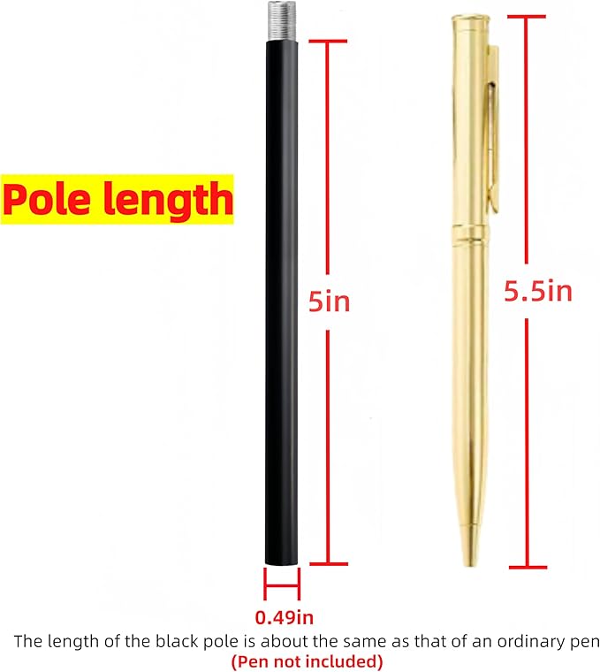 SGLfarmty 2 PCS 5-inch Length, Matte Black M10 Threaded Extension Rod for Pendant Light, Island Lighting, Chandeliers, Lighting Fixture Stems