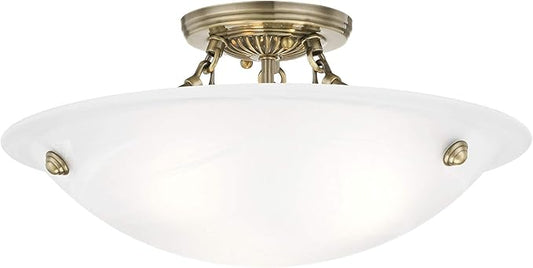 Livex Lighting 4273-01 Oasis 3-Light Ceiling Mount, Antique Brass