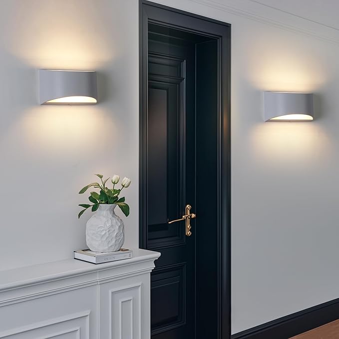 White Modern LED Wall Sconce (with G9 Bulbs) Hardwired Indoor Wall Lights Up and Down Wall Mount Lamps for Hallways, Bedrooms, Hallways, Living Room 3000K Warm White