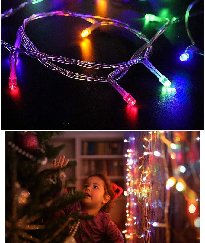 String Lights Indoor Bedroom, 33FT 100 LED Fairy String Lights Outdoor Waterproof, 8 Modes Memory Twinkle Christmas Light Plug in for Classroom Dorm Patio Tree Garden Decor (Multicolor)