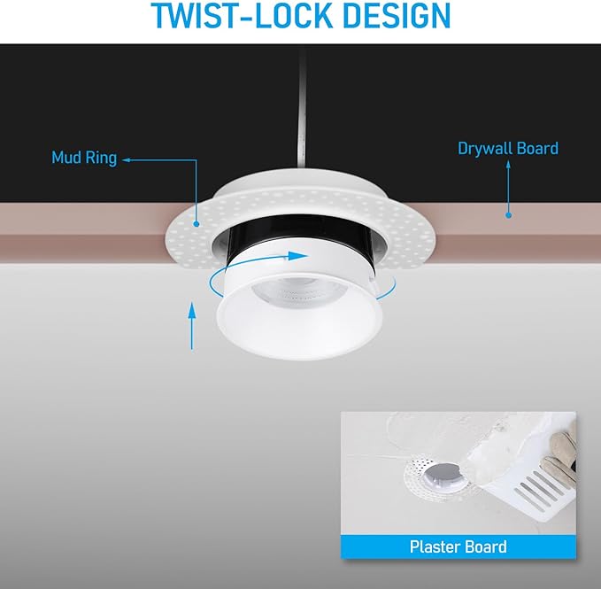 TORCHSTAR LED 3 Inch 15W 5CCT Recessed Lights with J-Box, Receessed Ceiling Light, Round Trimless Downlight, Dimmable, CRI 90, 2700-5000K Selectable, ETL, Pack of 4