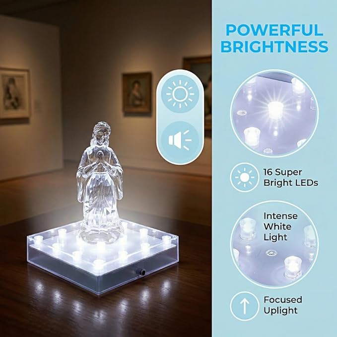 Simplelight 5 Inch Square LED Light Base - Perfect for Glass Art, Ideal Led Display for Vases, Centerpieces (5inch Square LED Vase Base Light, White)
