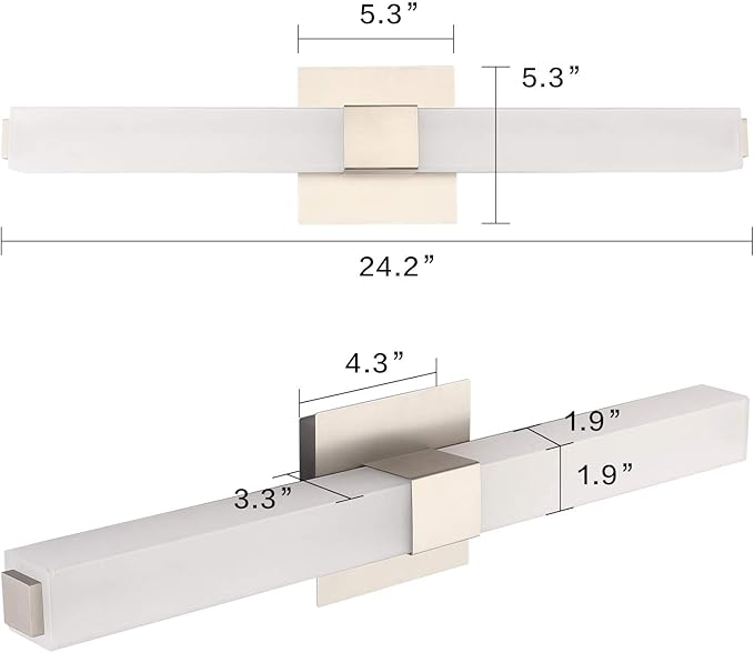 ZUZITO Brushed Nickel Vanity Lights for Bathroom 24 Inch, Modern LED Bathroom Lighting Fixtures Over Mirror, 18W 5CCT Dimmable Vanity Lights Bar