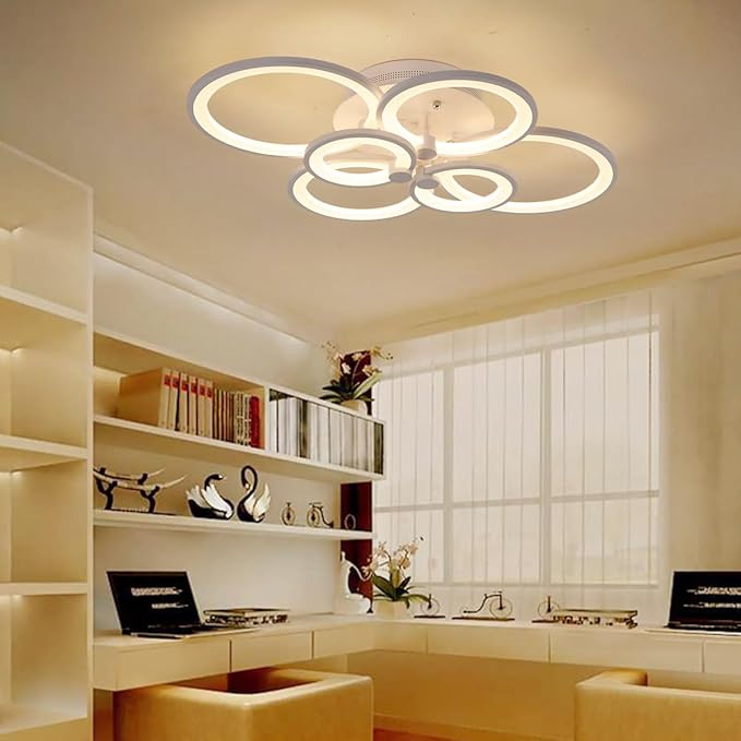 Ganeed LED Ceiling Light Fixture with Remote Control,72W Modern Acrylic Chandeliers,Dimmable Light Color Flush Mount Ceiling Lamp 6 Heads for Dinning Room Bedroom Kitchen Light Fixtures,3000-6500K