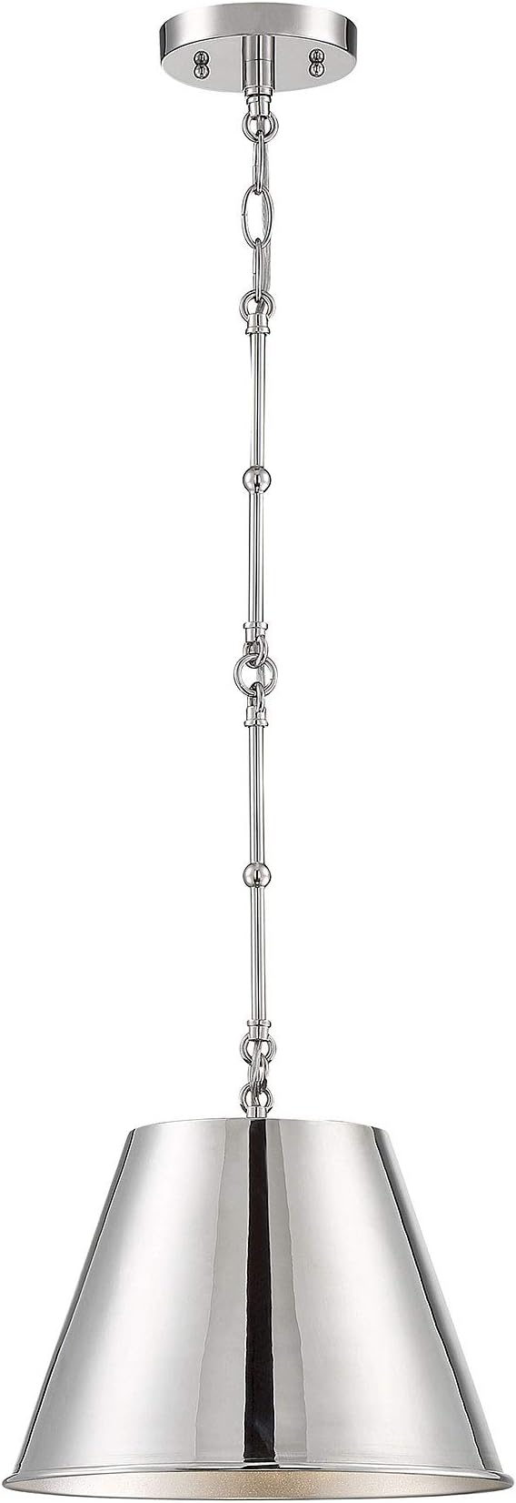 Savoy House 7-132-1-109 Alden Traditional Metal Pendant, 1-Light 60 Watt, 9" H x 12" W, Polished Nickel