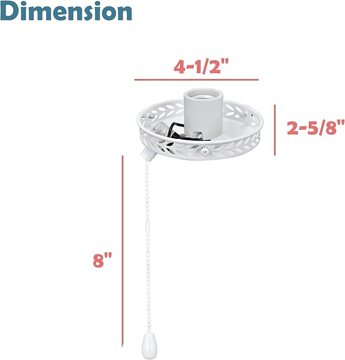 Aspen Creative 22001-21, One-Light Ceiling Fan Fitter Light Kit with Pull Chain, Painted White