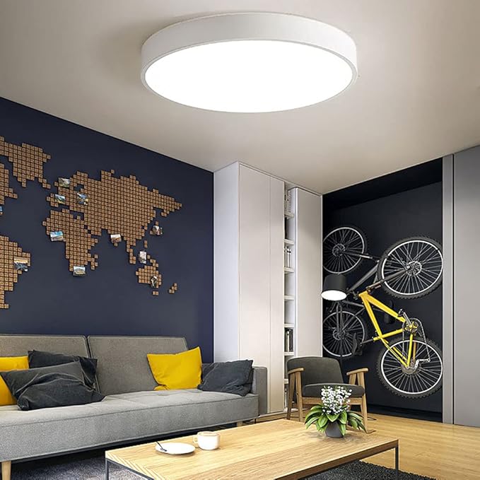 Ceiling Light Minimalist Round LED Flush Mount Ceiling Light Color Macaron Ultra-Thin 1.9 Inch Flat Lamp Three-Tone Light Panel Modern Ceiling Lighting for The Bedroom Corridor Kitchen