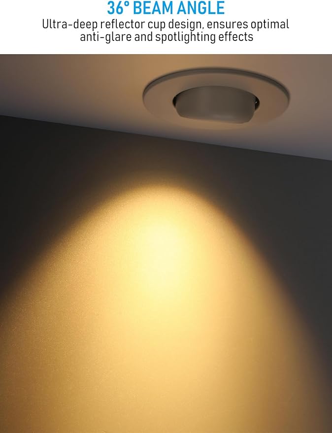 TORCHSTAR 6 Inch LED Gimbal Retrofit Recessed Light Dimmable, 2700K Soft White, 12W CRI90 Directional Eyeball Can Light, Swivel Adjustable Spotlight Downlight ETL, Pack of 4