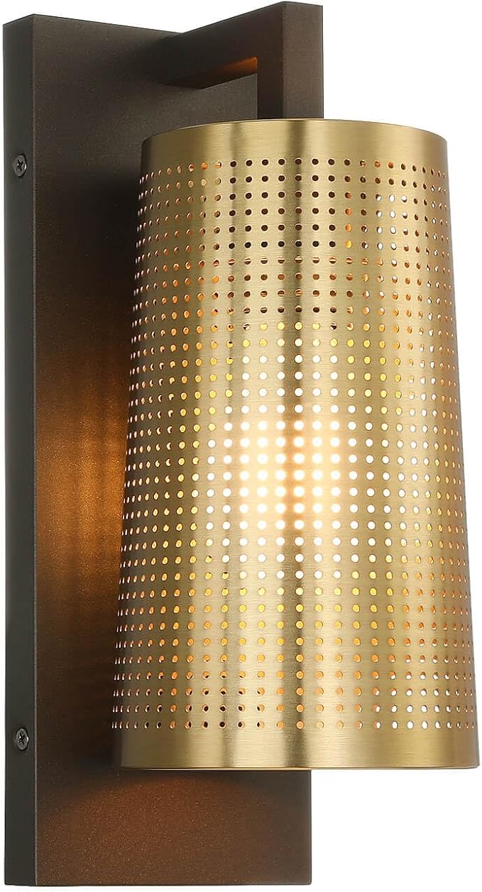 XiNBEi Lighting Gold Sconce Light, Industrial Bronze & Brass Sconces Wall Light Fixtures with Metal Shade, Wall Mount Lamp for Bedroom Bedside Living Room Corridor Hallway XB-W406-BS