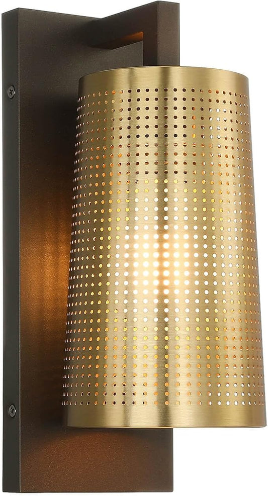 XiNBEi Lighting Gold Sconce Light, Industrial Bronze & Brass Sconces Wall Light Fixtures with Metal Shade, Wall Mount Lamp for Bedroom Bedside Living Room Corridor Hallway XB-W406-BS