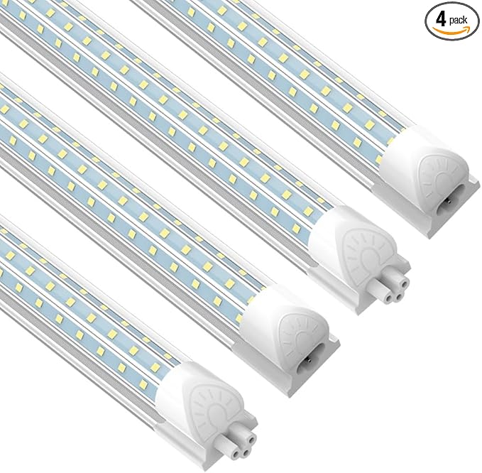 SHOPLED LED Shop Light 4FT, 48W 5000K Daylight White, 7200LM D-Shape 300° Beam Angle, Linkable T8 LED Tube Lights Fixtures, 4 Foot Shop Lights for Workshop Garage Basement, ETL Listed, 4 Pack
