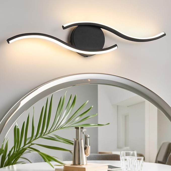 Black Bathroom Light Fixtures Over Mirror, 24 Inch Modern Bathroom Vanity Light Bar 96 LED Beads, 1300LM Brightness 5 Color, Vanity Lighting Fixture for Bathroom, Led Bathroom Sconces, UL & FCC Cert.