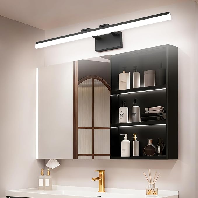 SOLFART Dimmable Matt Black Bathroom Vanity Light Light Fixtures for Bath 39.4 Inch 5 Color Temperature LED Light Above Mirror Bathroom Vanity Lights Over Mirror 5CCT