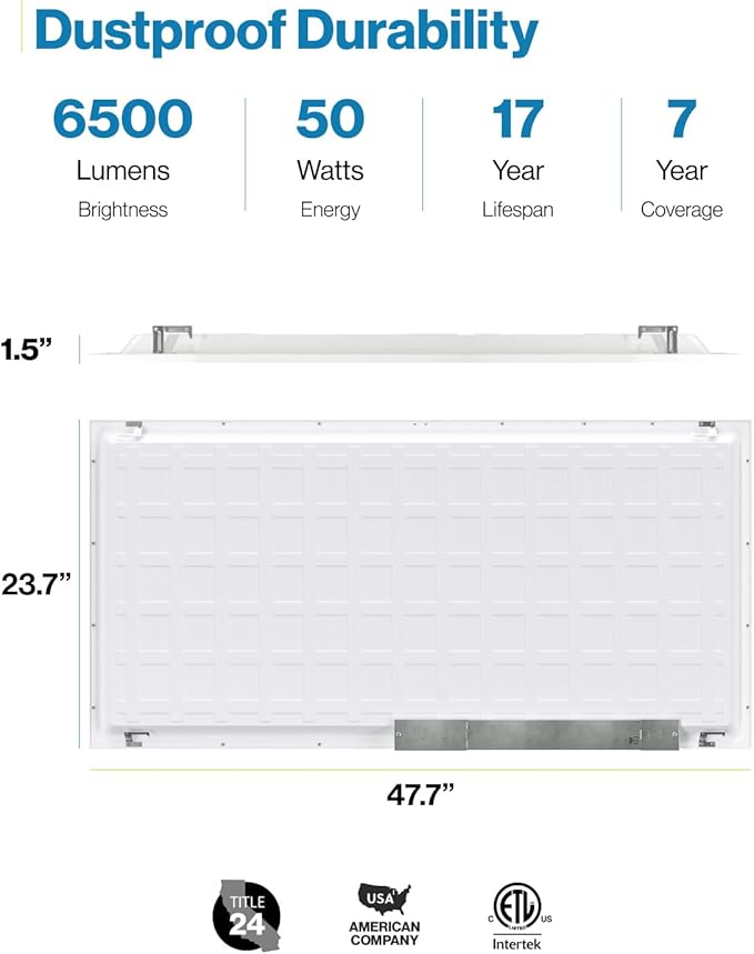 Sunco 6 Pack 2x4 LED Flat Panel Light Drop Ceiling Office Shop Commercial Warehouse Fixture, 6500 Lumens, Selectable Features, 30W/40W/50W, 4000K/5000K/6000K, Dimmable (0-10V), Dustproof ETL