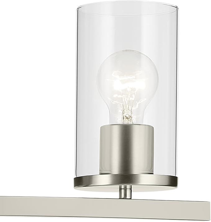 Kichler Crosby 31.25" 4-Light Bathroom Vanity Light Fixture with Clear Glass in Brushed Nickel, Modern Wall Mount Lighting for Bathroom Over Mirror (31.25" x 8.75"), 45498NICLR