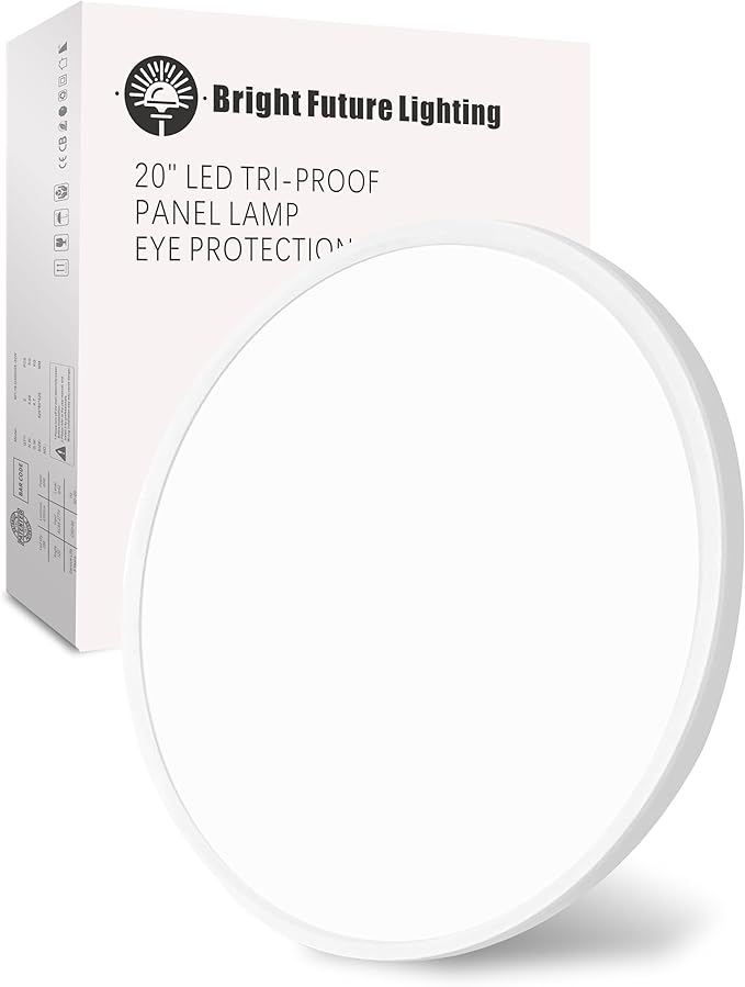 1Pack 20 Inch Large LED Flush Mount Ceiling Light, 40W,4350LM, 3000K/4000K/6000K CCT Selectable,White Round Flat Panel Light Low Profile Ceiling Light Fitures for Hallway, Kitchen, Bedroom, Office