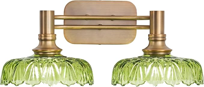 Vintage Green Vanity Lights 2-Light Bathroom Lighting Wall Sconces Over Mirror Picture Wall Light for Bedroom Hallway