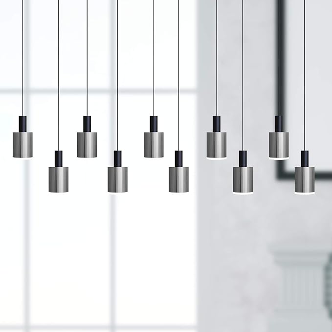Virgo 10 Mini Pendant Lighting Black-Nickel - LED Hanging Light Fixture for Kitchen Island, Bar, Foyer - Cluster Pendants - Dimmable, Adjustable Wire, Lamp Bulb Included