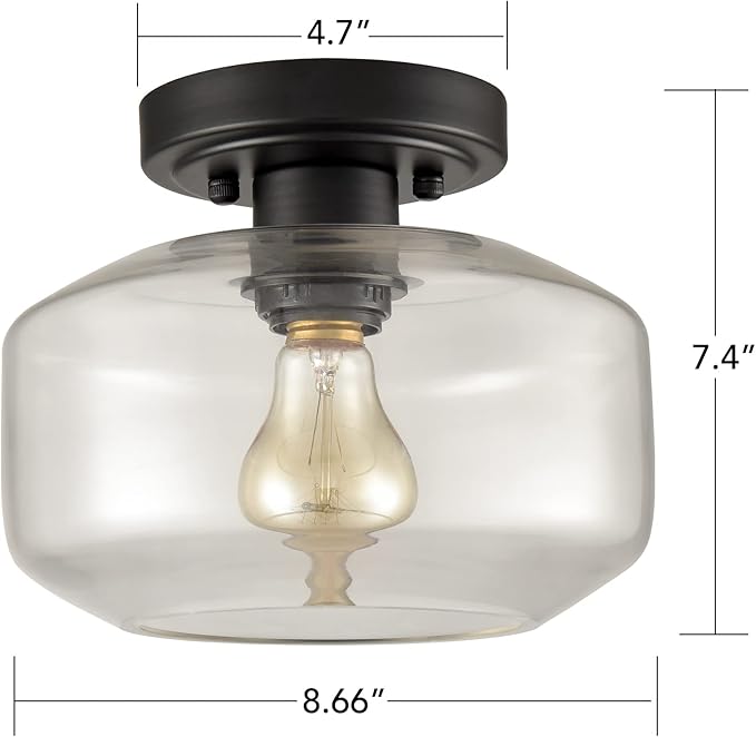 Modern Farmhouse Flush Mount Ceiling Light Black Small Hallway Light Fixtures for Laundry Room Entryway