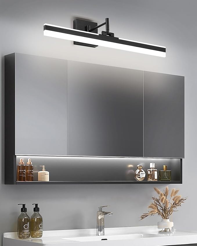 Modern LED Vanity Light,23.6‘’ Adjustable & Rotatable Bathroom Light Fixture Above Mirror, Wall Sconce, Black