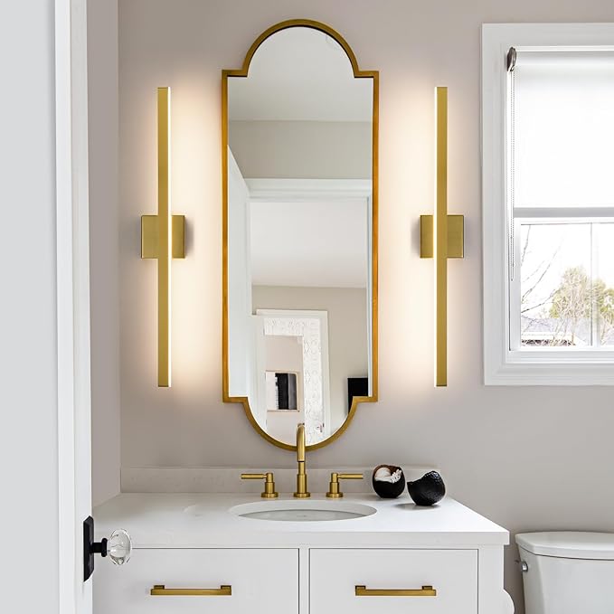 KAISITE Modern Vanity Light Gold Bathroom Light Fixture Over Mirror 32 inch Vanity Lighting Fixture Dimmable 5CCT LED Bar Vanity Light for Bathroom Restroom