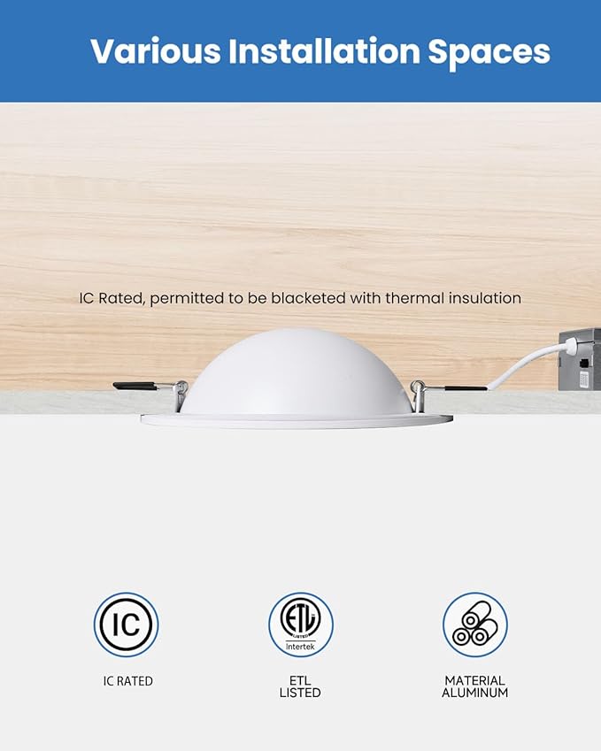 POPANU 6-Inch Gimbal Recessed Light - 12W 90° Tilt & 360° Rotation, 5CCT (2700K-5000K), IC Rated LED Eyeball Recessed Lighting, for Sloped Ceilings, Soffit Light, Hallyway，Kitchens, White 6 Pack