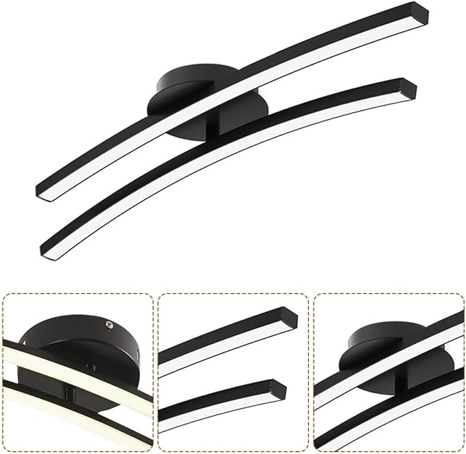 Modern Minimalist Black and White Ceiling Light Fixture, Warm White Bedroom Lamp and Living Room Hanging Light, Close to Ceiling Decorative Lighting for Hallway and Corridor