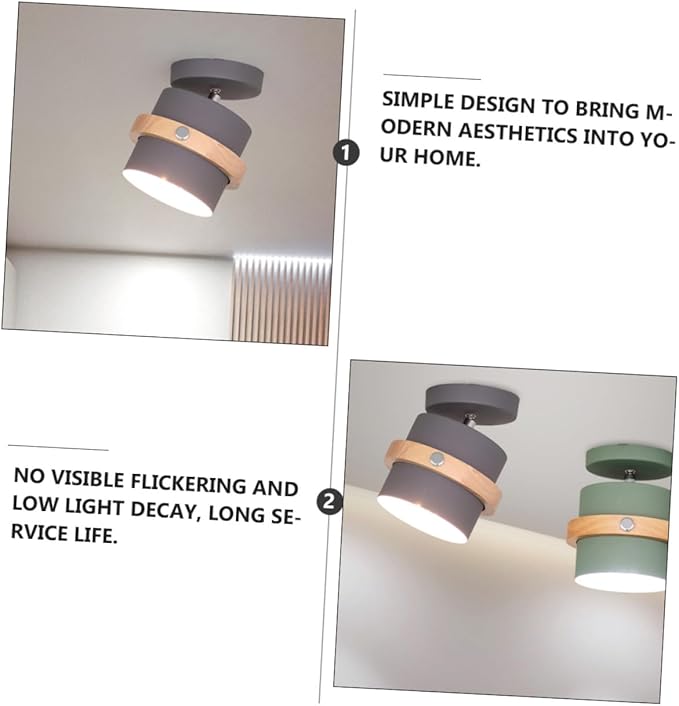 Ipetboom Minimalist LED Ceiling Lamp White Light Grey Finish Light Fixture for Hallway Dining Kitchen Living Areas