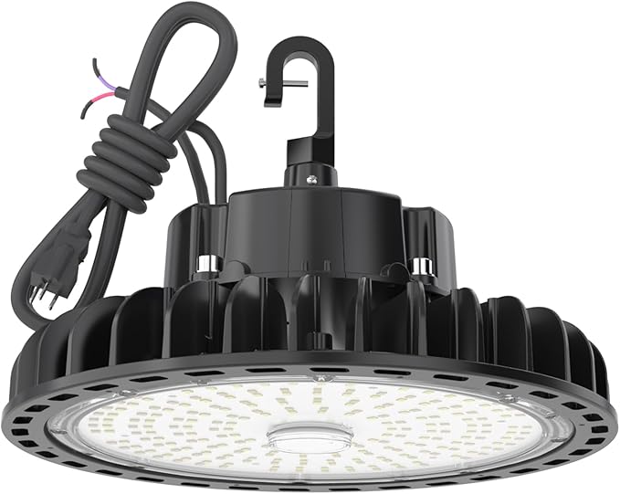 HYPERLITE High Bay Led Lights 100W 14,500LM (145lm/w) 5000K 1-10V Dimmable 5' Cable with 110V Plug US Hook UL Listed High Bay Led Shop Light for Barn Workshop Warehouse