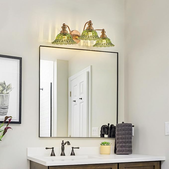 XIEDUN Vintage Green 3 Light Vanity Light Bathroom Light