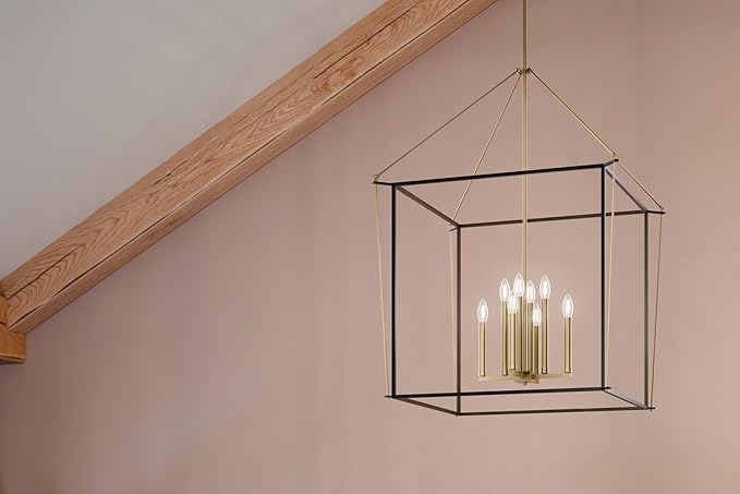 Kichler Eisley 8-Light Foyer Pendant, Soft Modern Light in Champagne Bronze and Black, Sloped Ceiling Compatible, for Foyer (40.25" x 28.25" x 28.25"), 52628CPZ