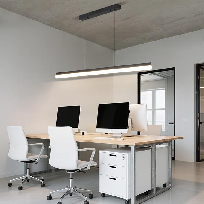 Modern Linear Pendant Light, 39IN Modern Chandelier with Remote Control 3000k-6500K Adjustable Color Temperature，Aluminum Island Lighting Lamp for Dining Room, Living Room