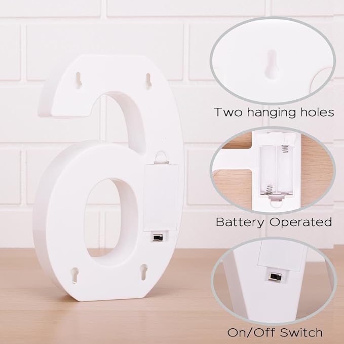 LED Marquee Numbers, Small Light Up Numbers for Party, 8.58 Inch Battery Powered Lighted Number for Birthday, Night Light, Table or Home Decor (Number 6)